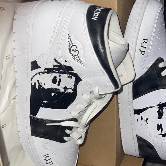 Black and White, Custom made Jordan Air Force 1’s (Mid) size 13’s. - Picture 3 of 5